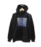  エマ クローズ EMMA CLOTHES パーカー プルオーバー 長袖 プリント オーバーサイズ 縦M 横S 黒 ブラック 青 ブルー /YS34