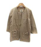 カオン Kaon ノーカラージャケット ミドル丈 リボン M ベージュ /SM38