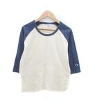 チャンピオン CHAMPION Tシャツ カットソー ラウンドネック 七分袖 M オフホワイト 紺 ネイビー /HO30