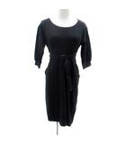 プラステ PLST ワンピース ラウンドネック 七分袖 ひざ丈 2 M 黒 ブラック /HO36