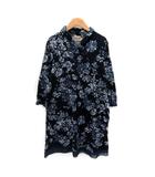  マインドフォームアチャ mind form acha ワンピース ひざ丈 長袖 花柄 42 XL 紺 ネイビー /SY46