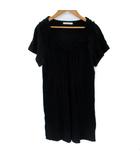  ラグママラグ RAG MAMA RAG ワンピース ひざ丈 半袖 ラウンドネック フリル M 黒 ブラック /SM10