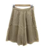 ヒューマンウーマン HUMAN WOMAN キュロットパンツ ハーフパンツ 無地 麻 リネン混 S ベージュ /YS4