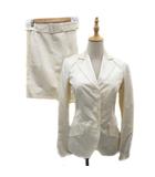 カルソン kulson フォーマル セットアップ 上下 オープンカラージャケット ミドル丈 シングルボタン 総裏地 タイトスカート ひざ丈 シルク混 ウエストベルト付き 上38 下36 アイボリー /YK3