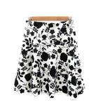 ミラショーン mila schon フレアスカート ミモレ丈 花柄 モノトーン 38 M 白 ホワイト 黒 ブラック /SY23