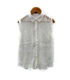 シアーシャツ ブラウス ノースリーブ 無地 36 S 白 ホワイト /SY34