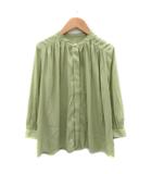 シャツ ブラウス 七分袖 バンドカラー オーバーサイズ M カーキ /YK29