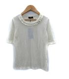 ニット カットソー 半袖 ラウンドネック フェイクパール ビジュー アンゴラ混 40 L アイボリー /SM14