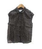 フリークスストア FREAKS STORE シャツ ブラウス ノースリーブ ストライプ柄 紺 ネイビー 茶色 ブラウン /HO9