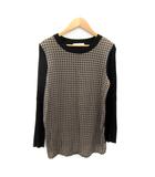 ミラショーン mila schon ニット カットソー 長袖 ラウンドネック 総柄 切替 40 L 黒 ブラック /SY36