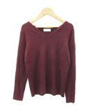 ニット カットソー 長袖 Vネック F ボルドー /YM38