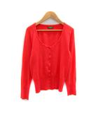 カーディガン ミドル丈 ラウンドネック 無地 コーラルオレンジ /SY29