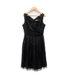 ピンキーガールズ リュクス Pinky Girls LUX パーティドレス ワンピース ひざ丈 ノースリーブ カシュクール 無地 レース S 黒 ブラック /SY3