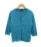 タルボット TALBOTS アンサンブルニット カーディガン 七分袖 ミドル丈 Vネック カットソー 半袖 ラウンドネック 無地 M L ターコイズブルー /YS17