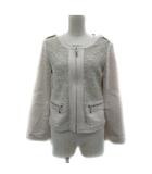 ノーカラージャケット ミドル丈 ジップアップ 切替 麻 リネン混 3 薄ピンク /YS24