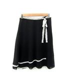 エフデ ef-de フレアスカート ミモレ丈 無地 レース リボン 9 黒 ブラック /SY12