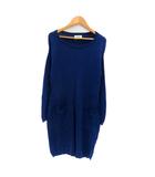 プラステ PLST ニットワンピース ラウンドネック 長袖 ひざ丈 2 M 青 ブルー /HO36