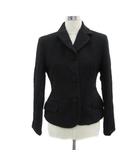 オープンカラージャケット ミドル丈 無地 42 L 黒 ブラック /YS34