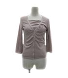 組曲 クミキョク KUMIKYOKU アンサンブルニット カーディガン ミドル丈 九分袖 Vネック カットソー ノースリーブ スクエアネック ラメ 2 ピンク /YS1