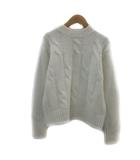 ニット セーター 長袖 ハイネック ケーブル編み M 白 ホワイト /YS10