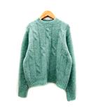 ニット セーター 長袖 クルーネック ケーブル編み M グリーン /SY8
