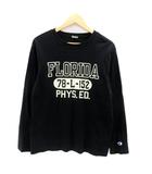 チャンピオン CHAMPION Tシャツ カットソー クルーネック 長袖 プリント 刺繍 L 黒 ブラック /HO14