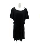 エフデ ef-de ワンピース ひざ丈 半袖 ラウンドネック 17 XL 大きいサイズ 黒 ブラック /SM4