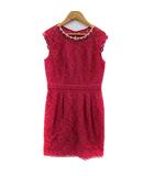 リランドチュール Rirandture パーティードレス ワンピース ノースリーブ ひざ丈 総レース フェイクパール 2 ピンク /MA2