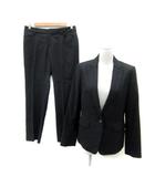 インディヴィ INDIVI スーツ セットアップ 上下 テーラードジャケット ミドル丈 シングルボタン 総裏地 ピンストライプ柄 スラックスパンツ テーパードパンツ ロング丈 40 L 黒 ブラック /SY24