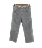 ヒューマンウーマン HUMAN WOMAN デニムパンツ ジーンズ ストレートパンツ アンクル丈 ヒッコリーストライプ柄 M 白 ホワイト 青 ブルー /YS33