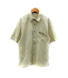 カジュアルシャツ 半袖 チェック柄 ロゴ刺繍 3 黄 イエロー グレー /SY27