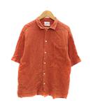 ジュンレッド JUNRed カジュアルシャツ 半袖 無地 麻 リネン M オレンジ /HO35