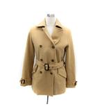 ヒューマンウーマン HUMAN WOMAN Pコート ピーコート ショート丈 無地 ベルト付き アンゴラ混 M ライトブラウン /SY30