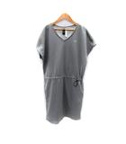 アディダス adidas ワンピース ミモレ丈 半袖 Vネック スリーライン スリット M グレー /SY53