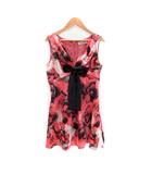 ミラショーン mila schon ワンピース ミニ丈 Vネック 総柄 リボン マルチカラー 42 XL ピンク /SY1