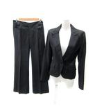 アトリエサブ ATELIER SAB スーツ セットアップ 上下 テーラードジャケット ミドル丈 シングルボタン スラックスパンツ フレアパンツ ロング丈 ストライプ柄 40 L チャコールグレー /SY7