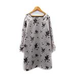 ミッシュマッシュ MISCH MASCH ワンピース ひざ丈 長袖 Vネック 花柄 リボン 38 M グレー /SY50