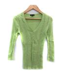 ブラック バイ マウジー BLACK by moussy ニット カットソー 七分袖 ヘンリーネック リブ 切替 2 黄緑 ライトグリーン /SM8