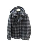 コムサイズム COMME CA ISM ピーコート Pコート ショート丈 2WAY フード付き チェック柄 M マルチカラー グレー 黒 ブラック /SM2