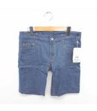 アンタイトル UNTITLED タグ付き ショート リネンデニム パンツ ジップフライ 薄手 2 紺 ネイビー /TT