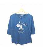 ジュリアーノ ジュリ JURIANO JURRIE タグ付き Tシャツ カットソー ドロップショルダー 英字 イラスト プリント 七分袖 9 紺 ネイビー /TT