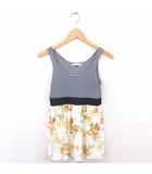 マーキュリーデュオ MERCURYDUO ワンピース ひざ丈 ボーダー フレア 綿 コットン ノースリーブ F ネイビー アイボリー 紺 白 /TT38