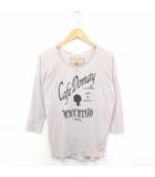 レファレア Lefua lea ワンピース ひざ丈 丸首 英字 プルオーバー パール装飾 薄手 長袖 ライトベージュ 薄茶 /TT14