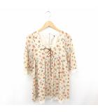 マーキュリーデュオ MERCURYDUO ワンピース ひざ丈 花柄 プルオーバー レース 薄手 七分袖 F 薄茶 赤 ベージュ レッド /TT17