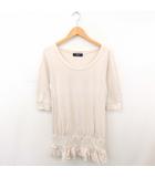 アールエヌエー RNA INC ワンピース ひざ丈 フレア プルオーバー 綿 コットン 七分袖 M 薄茶 ライトベージュ /TT17