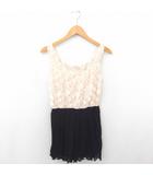 マーキュリーデュオ MERCURYDUO ワンピース ひざ丈 プルオーバー プリーツ ノースリーブ F 薄茶 黒 ライトベージュ ブラック /TT9