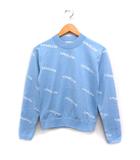 ロゴ柄 ニット セーター 長袖 丸首 34 ライトブルー /FT31