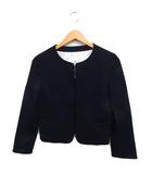 エフデ ef-de ノーカラージャケット ブレード セレモニー 無地 コットン 綿 9 ネイビー 紺 /FT20