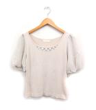 エフデ ef-de ビジュー付き ニット セーター 半袖 袖シフォン ボートネック 9 ベージュ系 /FT16