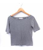 ファビュラス アンジェラ FABULOUS ANGELA Tシャツ カットソー ボーダー スクエアネック 半袖 コットン 綿 M グレー 灰 /FT13